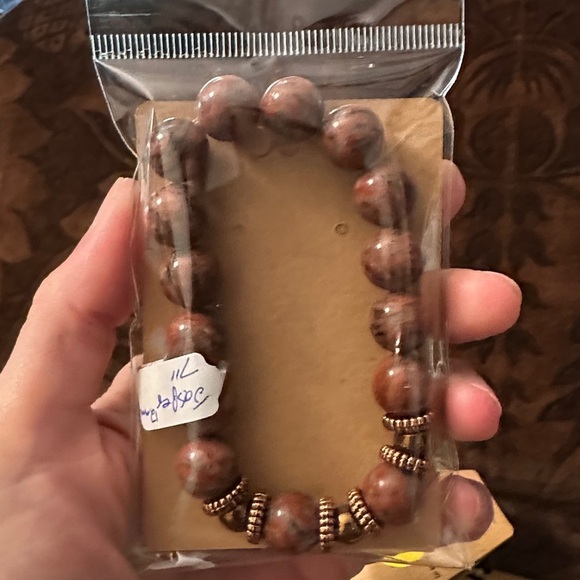 Jasper bracelet stretchy handmade 12mm beads - Picture 5 of 5